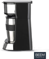 BEEM THERMO 2 GO enkelfilter espressomaskin med 0,4 l termokopp | Permanent filter | Med 24-timmars timer för en varm kopp kaffe på morgonen, ingen väntan | 750 W