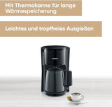 SEVERIN Filter kaffebryggare med termokanna, upp till 8 koppar kaffebryggare, attraktiv filterbryggare med isolerad karaff, svart, 1 liter, KA 9306