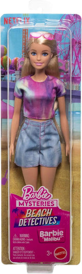 Barbie Mysteries: Malibu Beach Detectives docka med signaturdräkt och tillbehör, inklusive solglasögon, JFV63