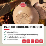 Ledro stekpanna, 24 cm, aluminium, lämplig för induktion, non-stick keramisk beläggning, Thermopoint, Made in Italy, beige grytor och stekpannor Naty Shop