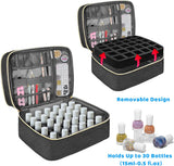 Nail Lacquer Organizer Tasche, Doppelschicht Nail Lacquer Förvaringsbox, Organizer Koffer Für Nageldesign Kosmetiktasche Für 30 Flaschen Neonail Base(15Ml-0,5 Fl.Oz) & 1 Nagellampa(Schwarz)