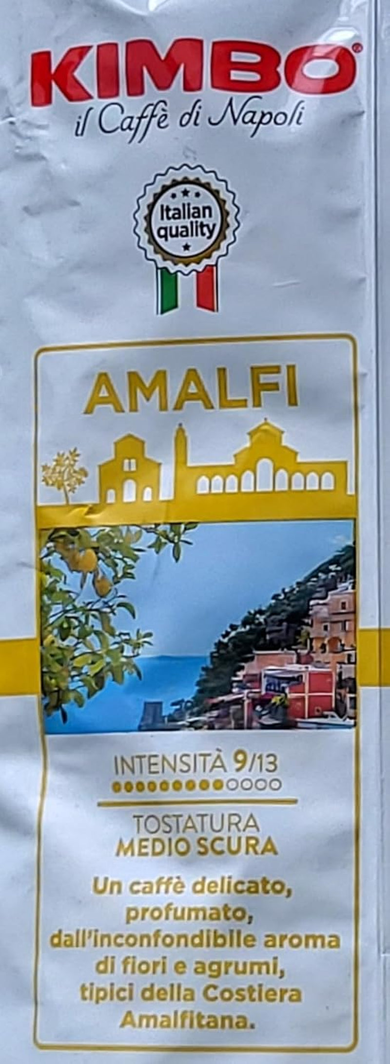 Hela Amalfi-kaffebönor (100 % Arabica), medelrostade, 1 kg påse