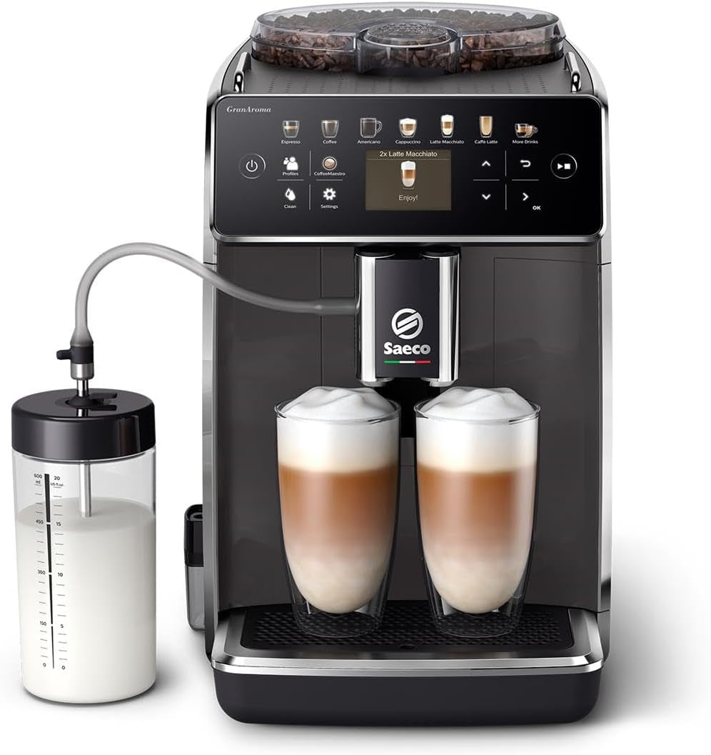 Saeco GranAroma automatisk espressomaskin - 14 kaffespecialiteter, intuitiv färgskärm, 4 användarprofiler, keramisk kvarn, 1500 watt (SM6580/10)