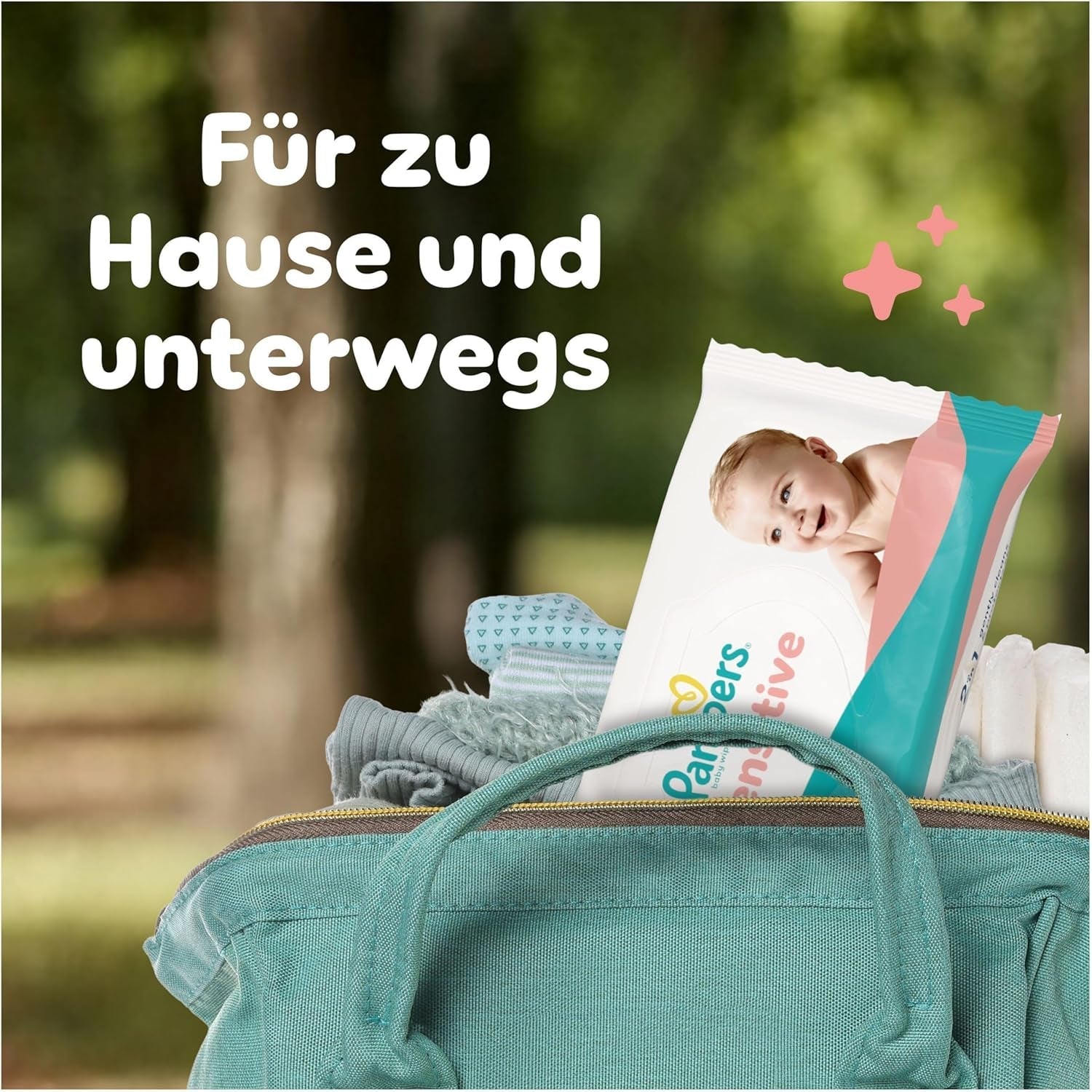 Pampers Sensitive Baby Wipes, 15 paket med 80 våtservetter, 1200 babyservetter, 2-i-1 skonsam rengöring och hudskydd