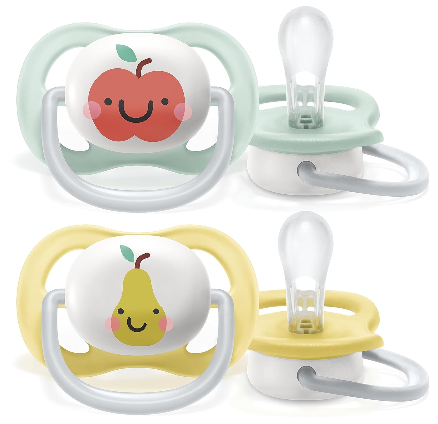 Philips AVENT ultraluftnapp - 2-pack, BPA-fri, andas, för bebisar 0-6 månader, inklusive bärväska och sterilisering, äpple/päron (modell SCF080/17)