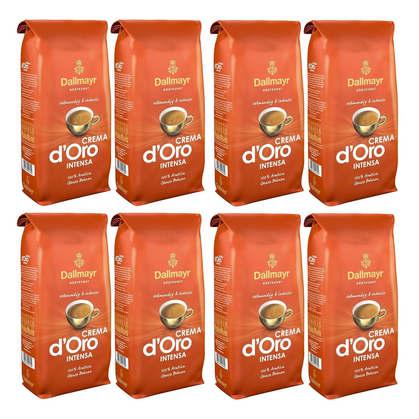 Crema d'Oro Intensa kaffe, malet kaffe, rostat kaffe, hela bönor, kaffebönor, 8 x 1000 g