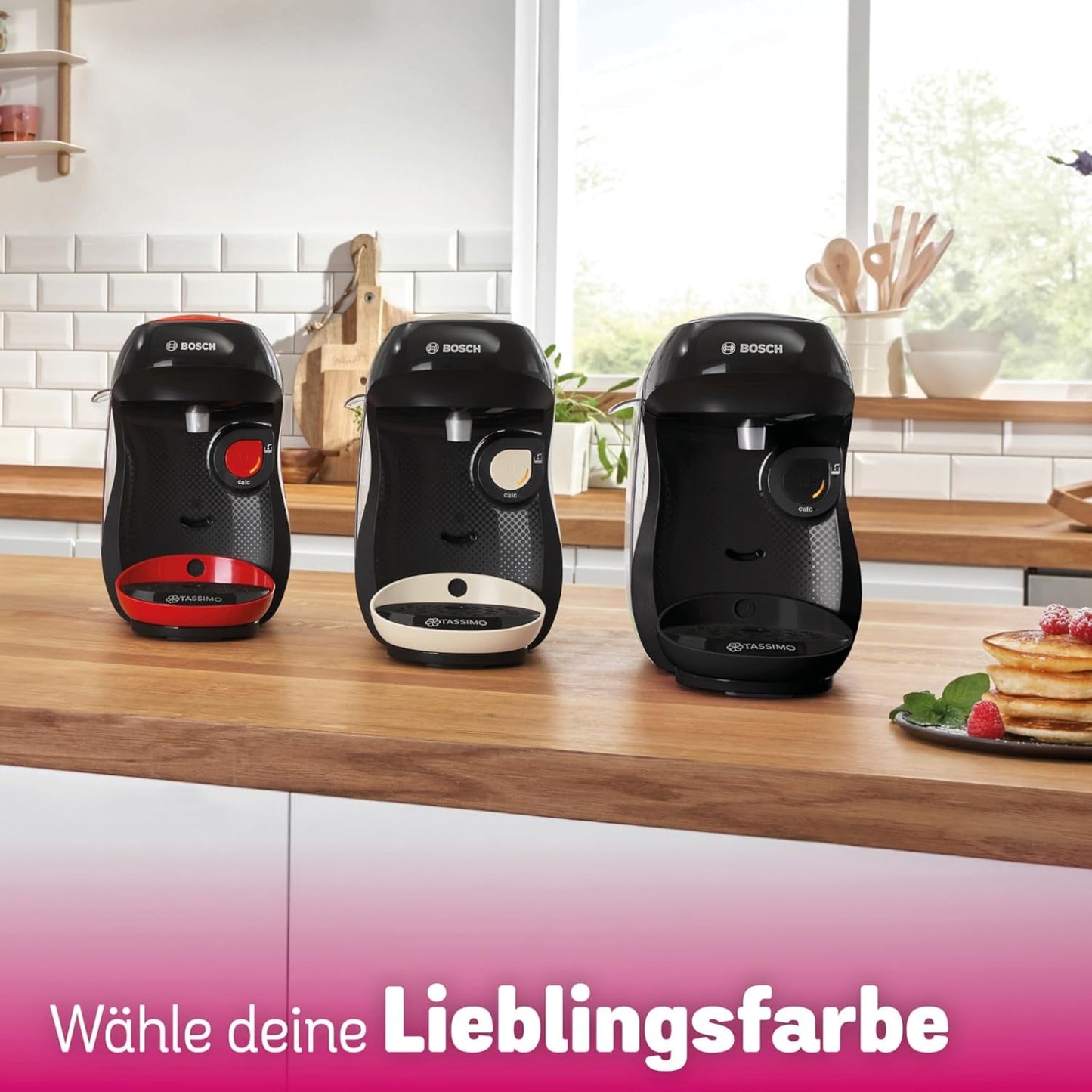 Bosch Tassimo Happy Friendly TAS102E Kapselespressomaskin, 70+ drycker, Lämplig för alla koppar, Auto-Stop, Hållbar, Perfekt Dosering, Utrymmesbesparande, 1400W, Svart