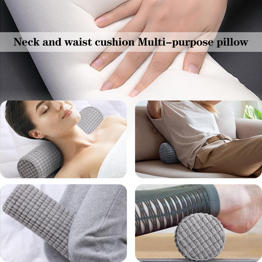 Nackrulle med överdrag, 11X45 cm resekudde med minnesskum, fläcktvättbar plysch nackkudde för smärtlindring i nacken, nackkudde för hem, kontor, resor Yoga rundcylinder cervikala ortopediska kuddar Naty Shop