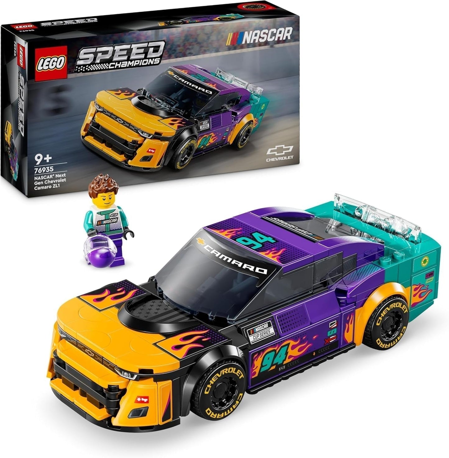 LEGO Speed ​​​​Champions NASCAR Next Gen Chevrolet Camaro ZL1 Leksaksbil; Racerbil bygg och lek set; Present till pojkar och flickor över 9 år 76935 Byggset Besuche den LEGO-Store Standardtitel