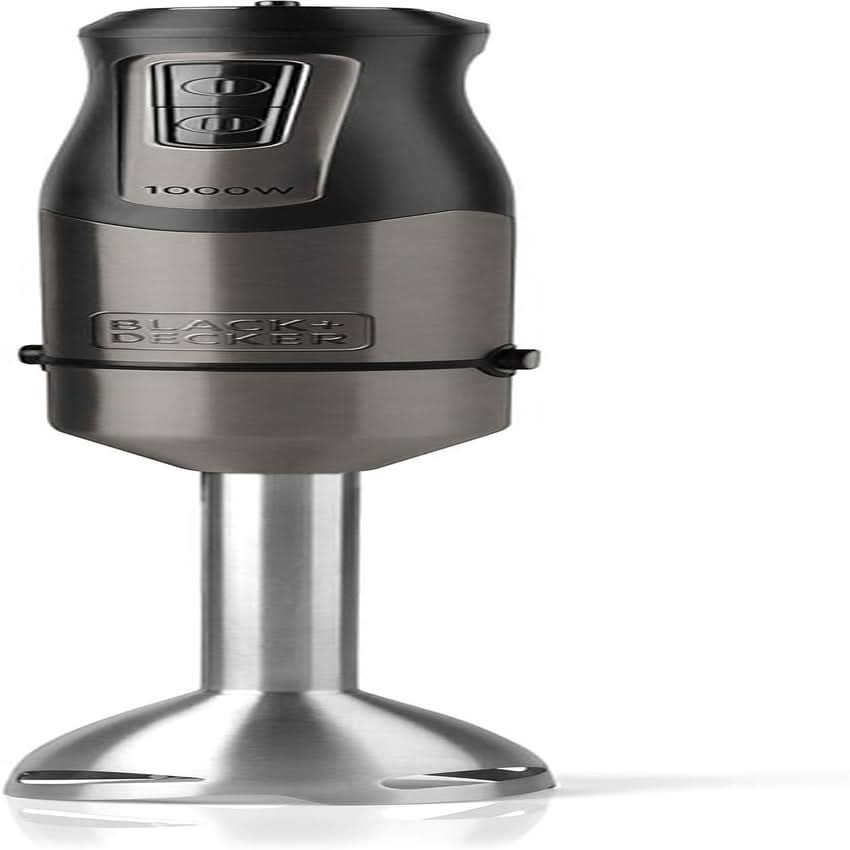 BLACK+DECKER Stativblandare | BXHBA1500E | 1500 Watt | 20 hastigheter | Turbo | Edelstahl | Spritzskydd | Inklusive Pürieraufsatz, Schneebesen, Zerkleinerer och Messbecher Kitchen Naty Shop Single 1 Zubehörteil 1000W
