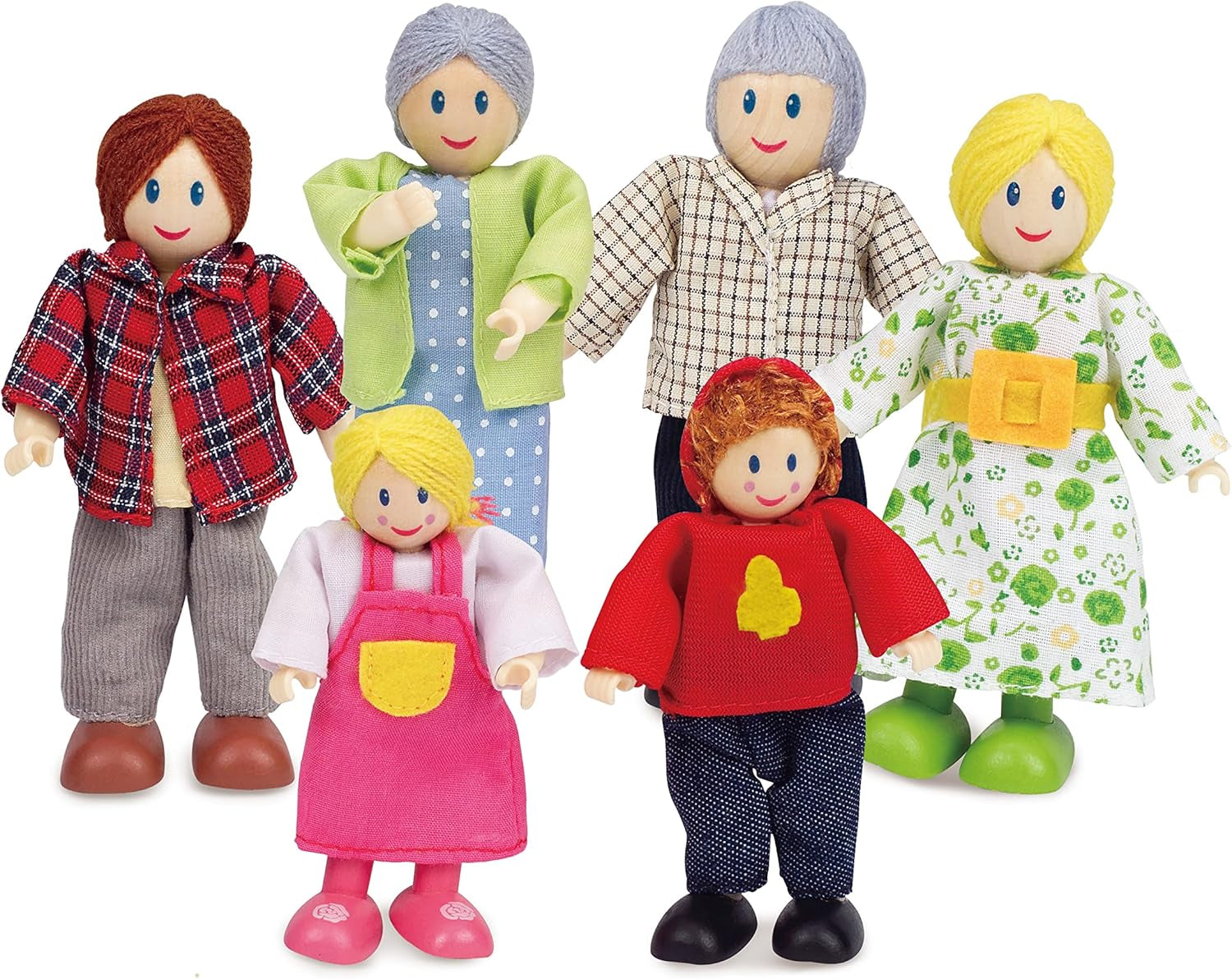 Hape E3401 Four Seasons House, möblerat och E3500 - dockfamilj, ljus hy