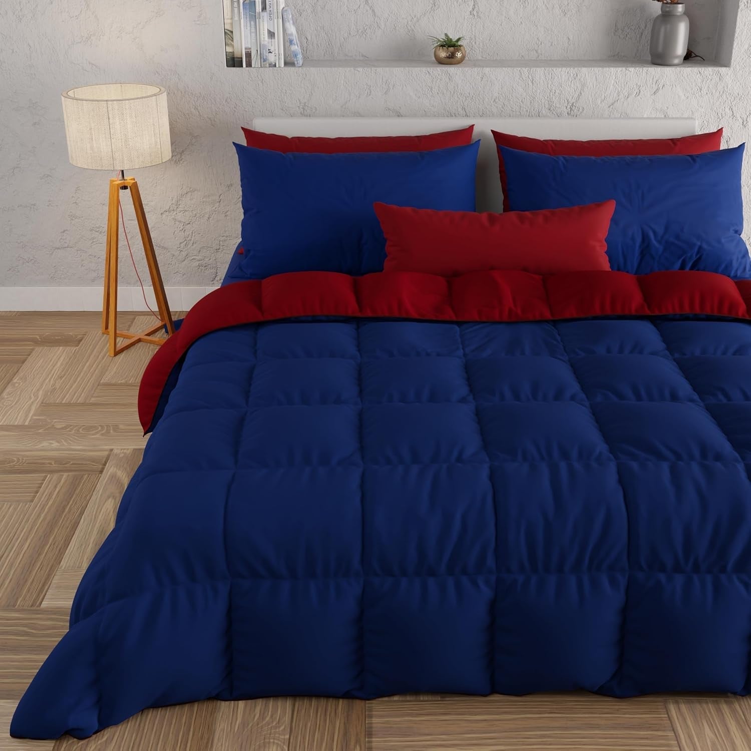 PETTI Artigiani Italiani - Vintertäcke för dubbelsäng, maxi, monokrom, dubbelsidig, vit, grå, 100% Made in Italy Täcken och täcken Naty Shop Blunotte Bordeaux 160 X 190 Cm