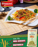 DIAMOND Mie Nudlar, vetenudlar utan ägg, snabbt och enkelt att tillaga, vegetariskt - 8 x 250 g