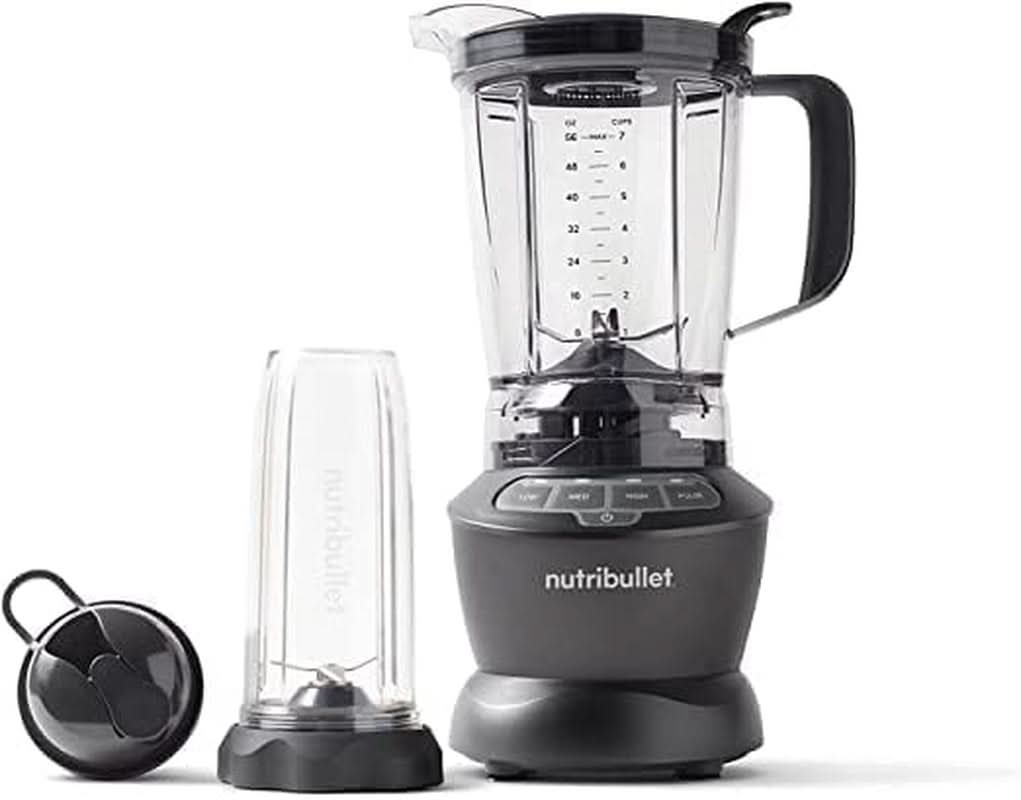 Nutribullet Full Size Blender, Elektrischer Mixer, Multifunktionaler Stabmixer, Professioneller Mixer, 1000 Watt Leistung, 1,6L Becher, Grau, NBF450DG Kitchen Naty Shop