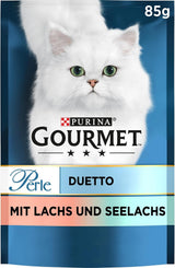 Gourmet Perle Duetto lax & gul torsk våt kattmat 26-pack (26 x 85 g)