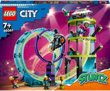 LEGO 60361 City Stuntz Ultimate Stunt Rider Challenge, 3-i-1-stunts för 1 eller 2 spelare, med 2-hjuliga leksaksmotorcyklar för barn, Set 2023 Byggset Besuche den LEGO-Store