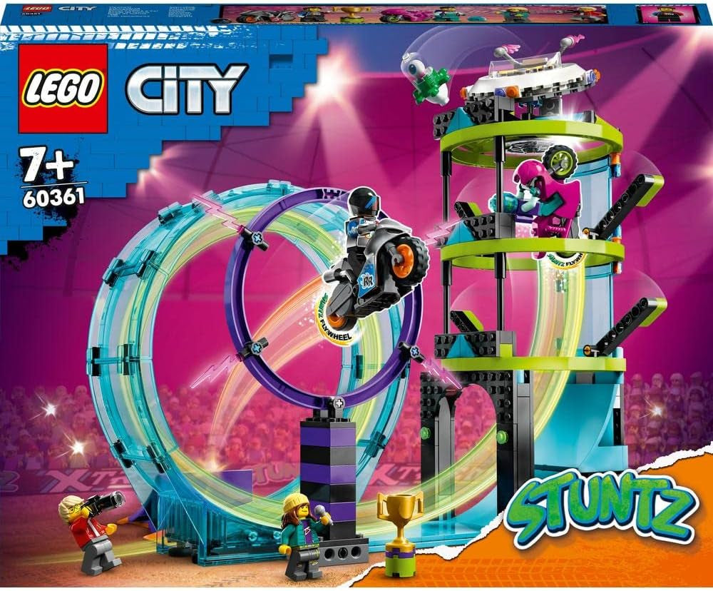 LEGO 60361 City Stuntz Ultimate Stunt Rider Challenge, 3-i-1-stunts för 1 eller 2 spelare, med 2-hjuliga leksaksmotorcyklar för barn, Set 2023 Byggset Besuche den LEGO-Store