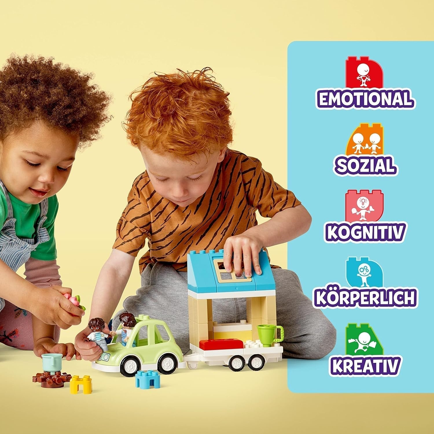 LEGO 10986 DUPLO At Home On Wheels, leksaksbil med stora klossar, figurer och leksaksbil för pojkar och flickor från 2 år, utvecklar finmotorik Byggset Besuche den LEGO-Store