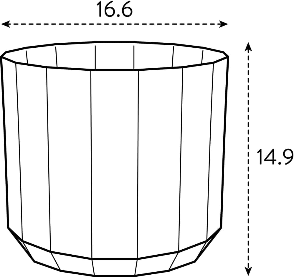 Rund kruka elho Facet 17cm - för inomhusbruk - 100% återvunnen plast - Ø 16,6 x H 14,9 cm - Rosa/Mandelrosa