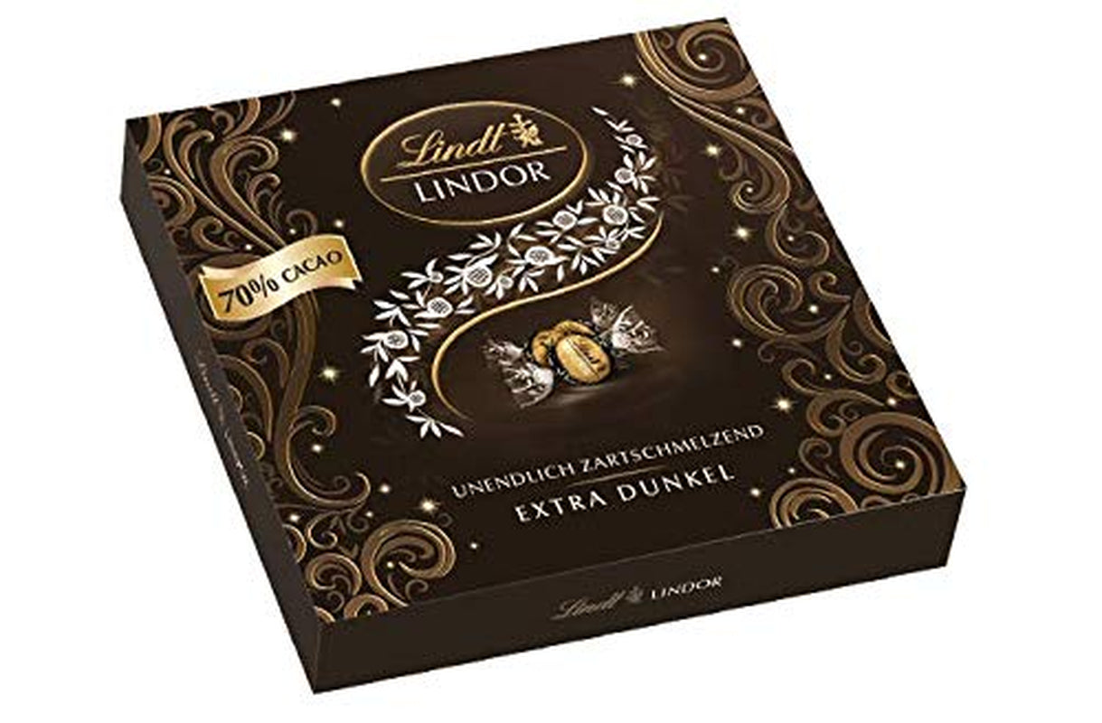 Lindt presentförpackning LINDOR Extra Black 70% kakao, presentchoklad, ca. 15 LINDOR tryffel, 186 g