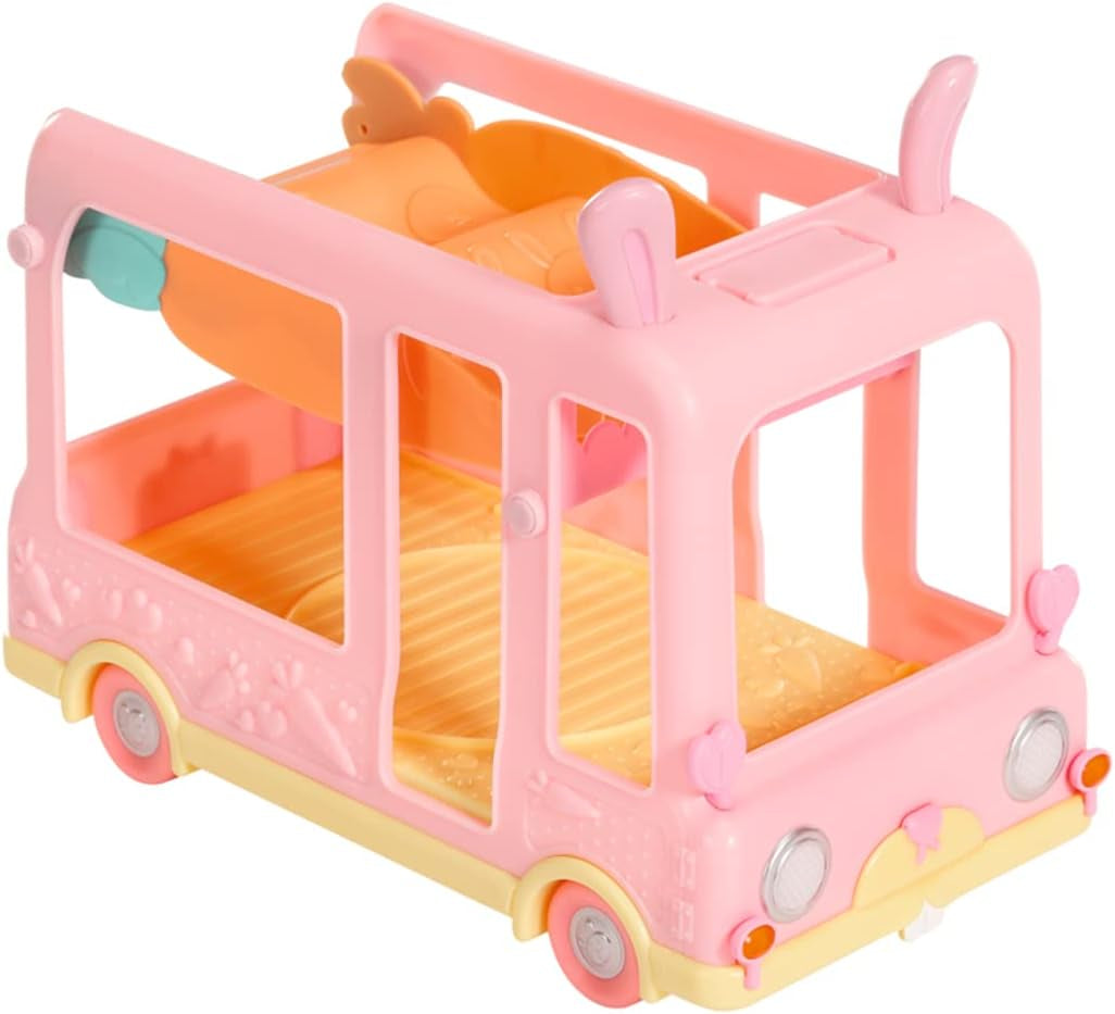 BABY född 904763 Baby Surprise Bus - rosa minidocka leksaksbuss med 2 exklusiva dockor, trippel sittvagn, gunga, karusell, rutschkana och trippelgunga.