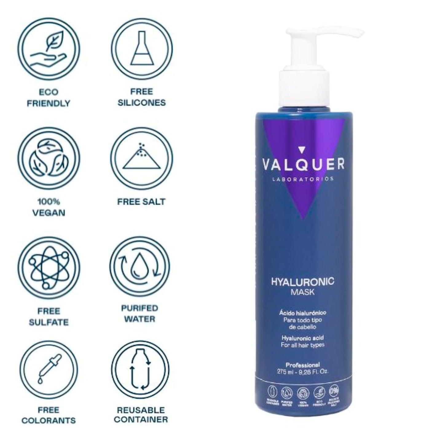 Valquer Hyaluronic Hair Treatment - Fuktgivande hårmask med lavendeldoft - Sulfat- och silikonfri - 975 ml Naty Shop hårmask