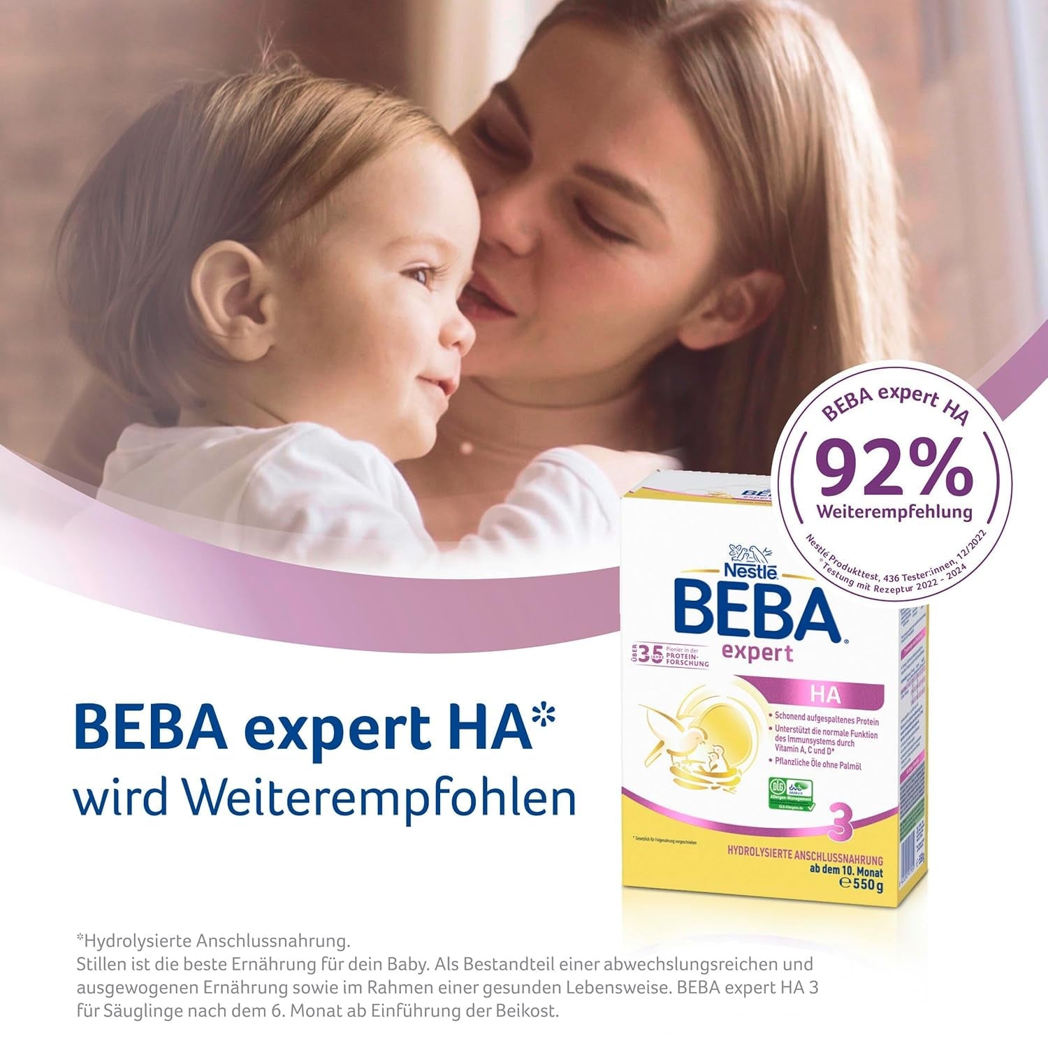 BEBA expert HA 3 Hydrolyserad fortsättningsformel, från 10 månader, 1 förpackning (1 x 550 g)