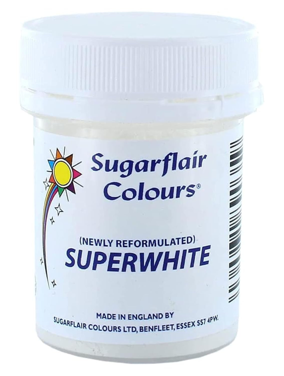 Sugarflair Superwhite Icing Bleach, Icing Bleach för Royal Icing, extra vit ätbar matfärg - 20g