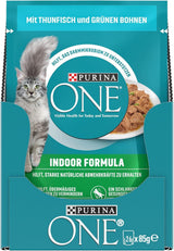 PURINA ONE Indoor Formula Wet Cat Food, ömma bitar i sås för hemmagjorda katter med tonfisk, förpackning om 26 (26 x 85 g)