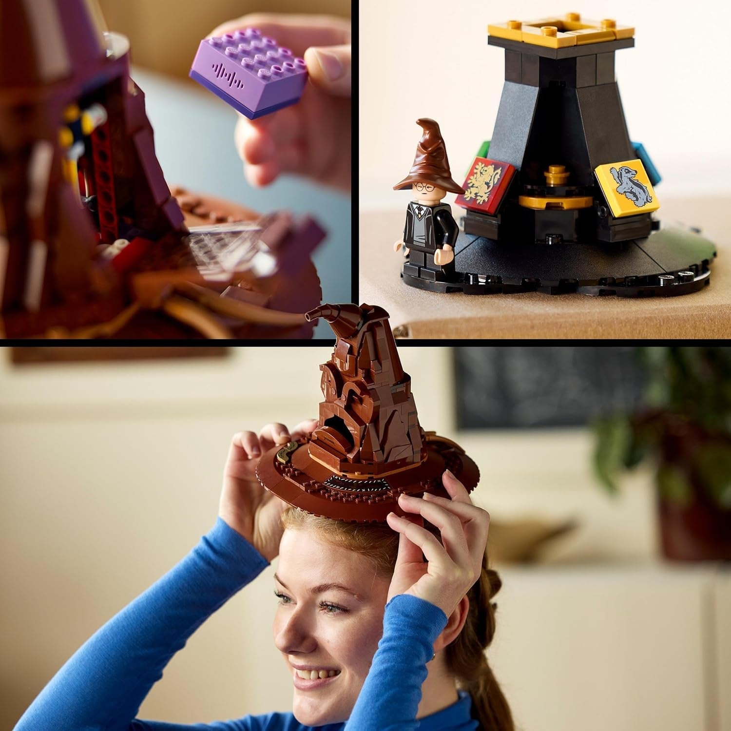 LEGO Harry Potter Talking Hat Hogwarts Modell Vuxen Film Present till Kvinnor Män Mamma Pappa Med 31 slumpmässiga ljudkombinationer Sorterar in dig i ditt Hogwarts-hus 76429 Byggset Besuche den LEGO-Store