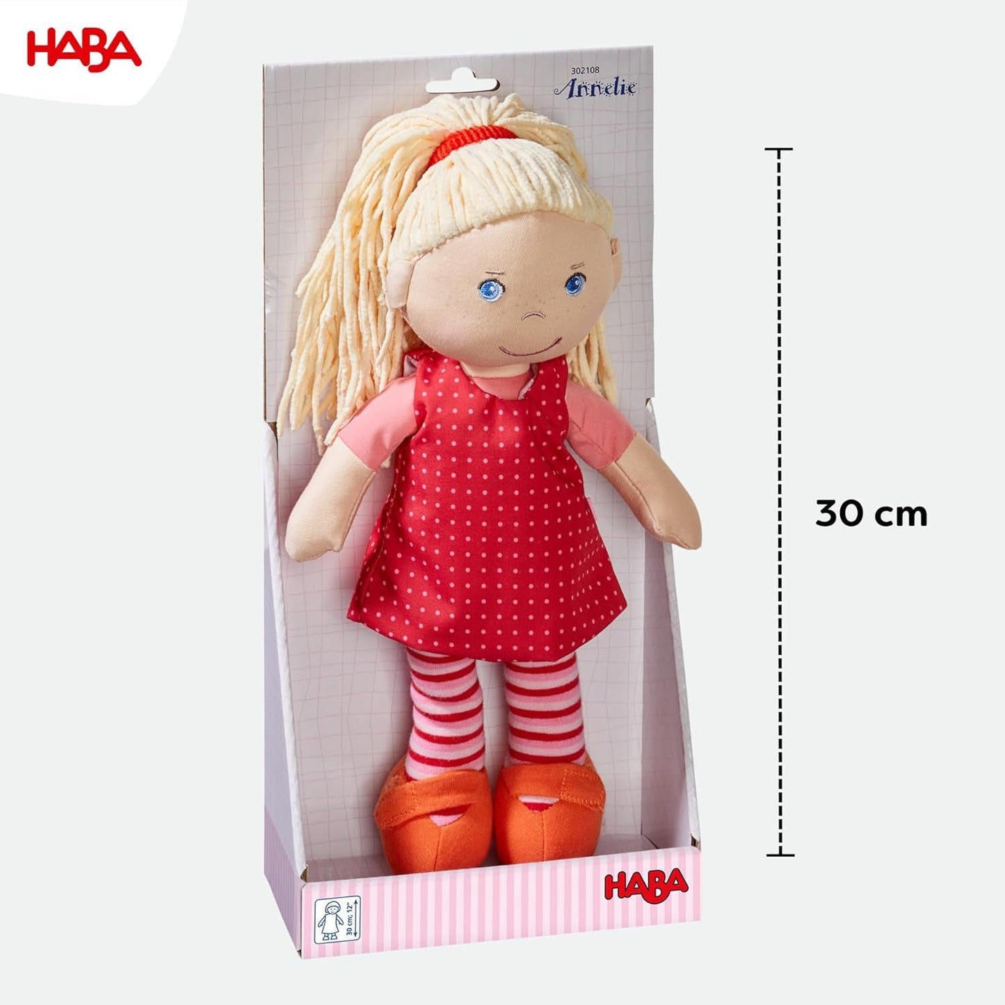 Mjuk docka HABA Annelie - Mjuk docka med arrangerat hår - Med utbytbara kläder - Från 18 månader - 30 cm - Tvättbar - 1302108001