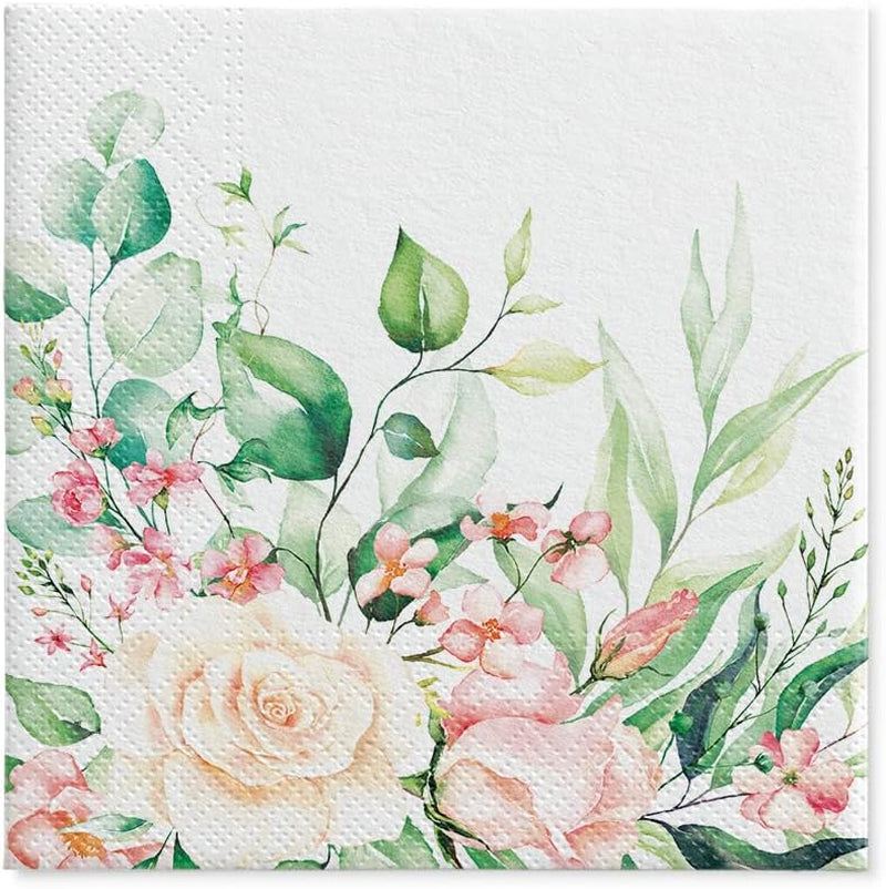 PAW - 3-lagers servetter (33 X 33 Cm) I 20 stycken I Perfekt för födelsedagar, fester, bröllop, nattvard och helgdagar I Färgade pappersservetter - Blommor, rosor I Färg: Blommiga ögonblick (paket med 2)