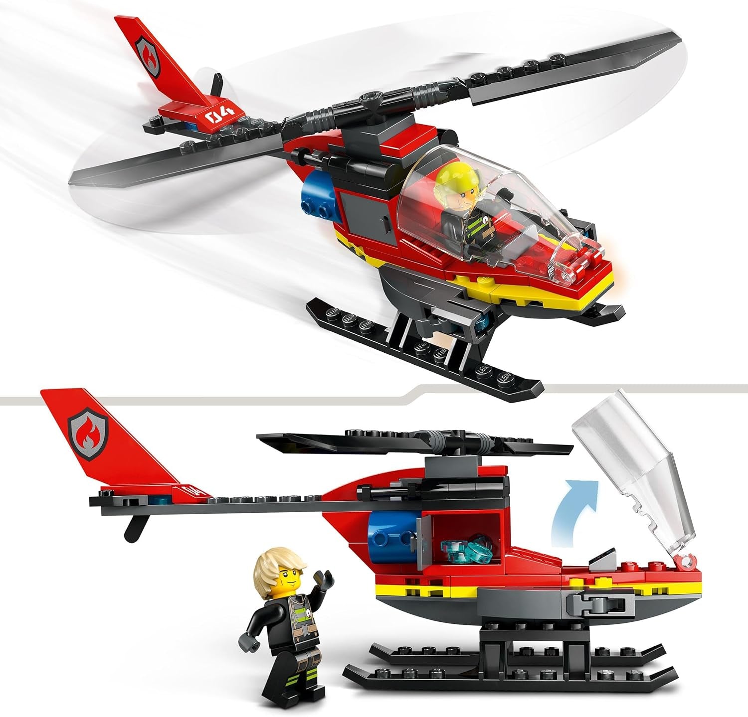 LEGO City Fire Brigade Helikopter, helikopterleksak och pilotfigurset, brandhelikopter för en fantasifull lekupplevelse, present till barn, pojkar och flickor från 5 år 60411 Byggset Besuche den LEGO-Store