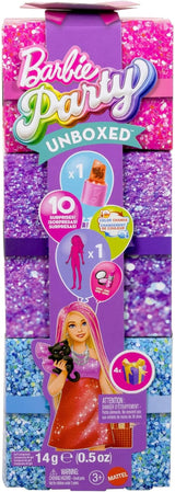 Barbie Partydocka utan låda och tillbehör, Glam Party-serie med 10 överraskningar, inklusive en knallröd docka med färgskiftande effekt, JFY68