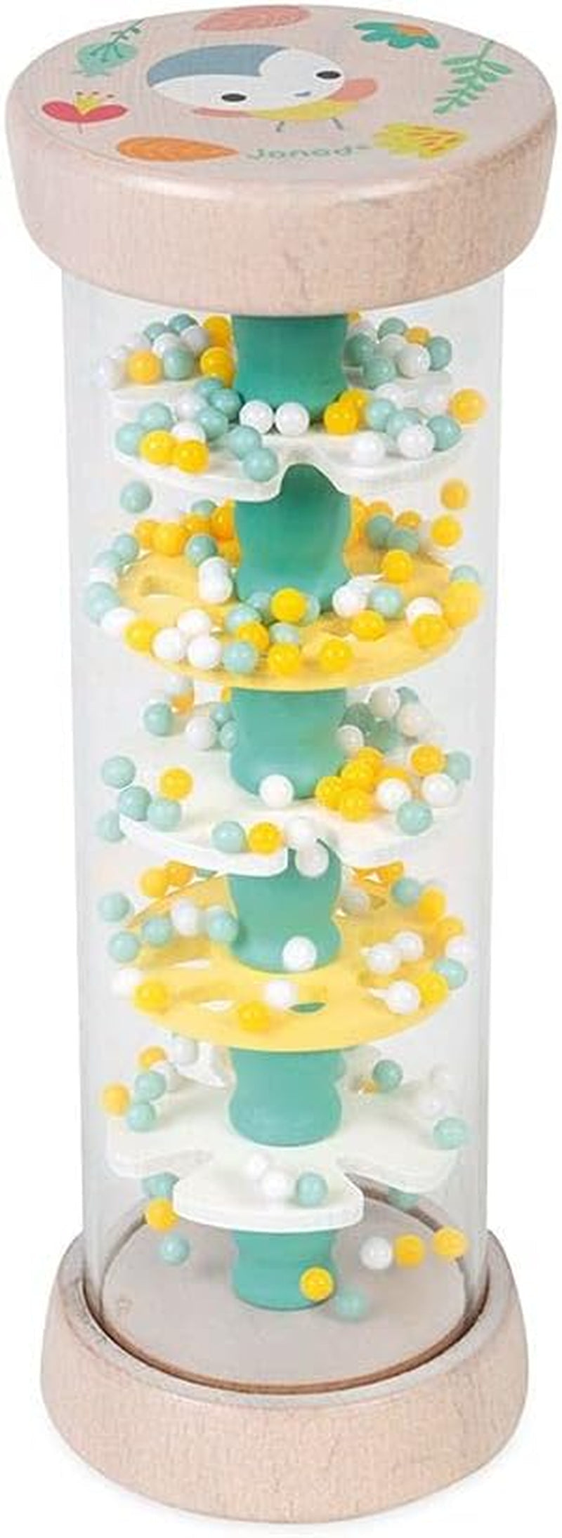 Janod - Wooden Rainmaker - Pure Collection - Leksak för spädbarn och småbarn - Utveckling av finmotorik Visuell och akustisk stimulering - Vattenbaserad färg - Från 6 månader, J05193 Baby Toys Naty Shop