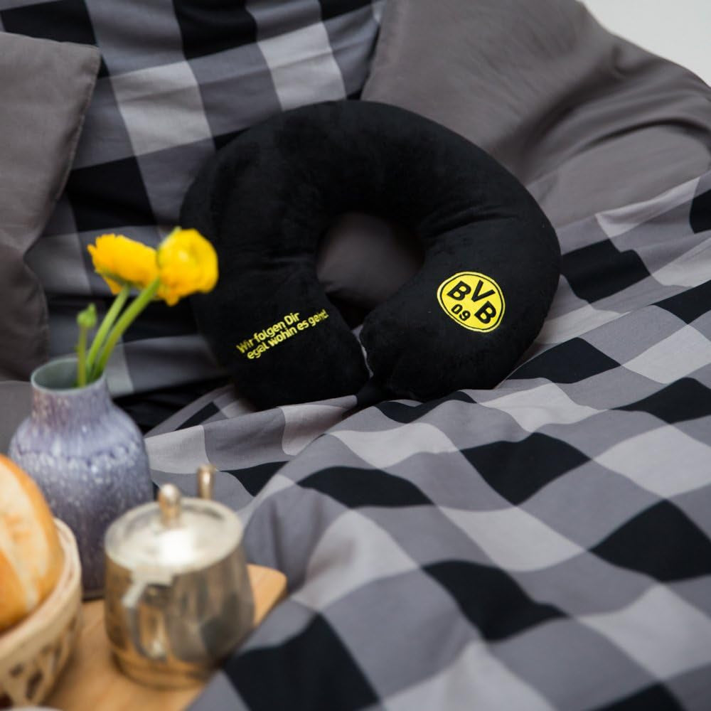 Nackkudde Borussia Dortmund Unisex Bvb Nakkepude, Svart/Gul, 34 X 31 5 cm EU Naty Shop Resekuddar