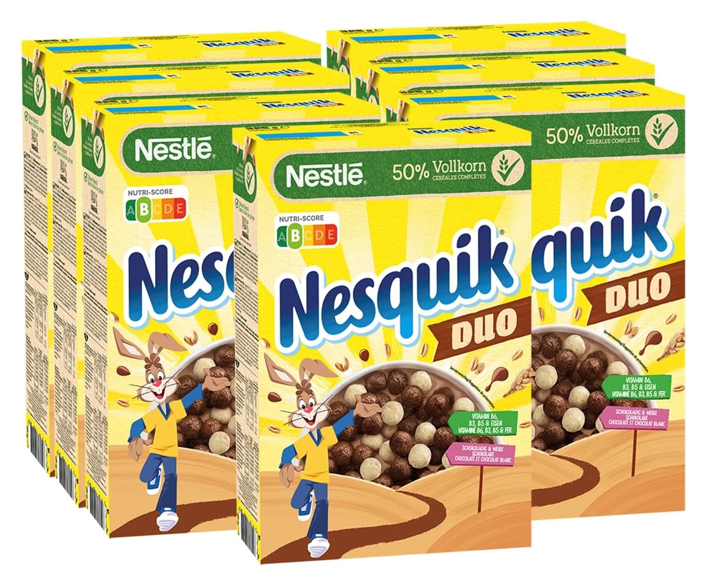 NESTLE Nesquik Duo, flingor med mörk och vit choklad med fullkornsmjöl, förpackning med 7 x 325 gram Naty Shop-flingor