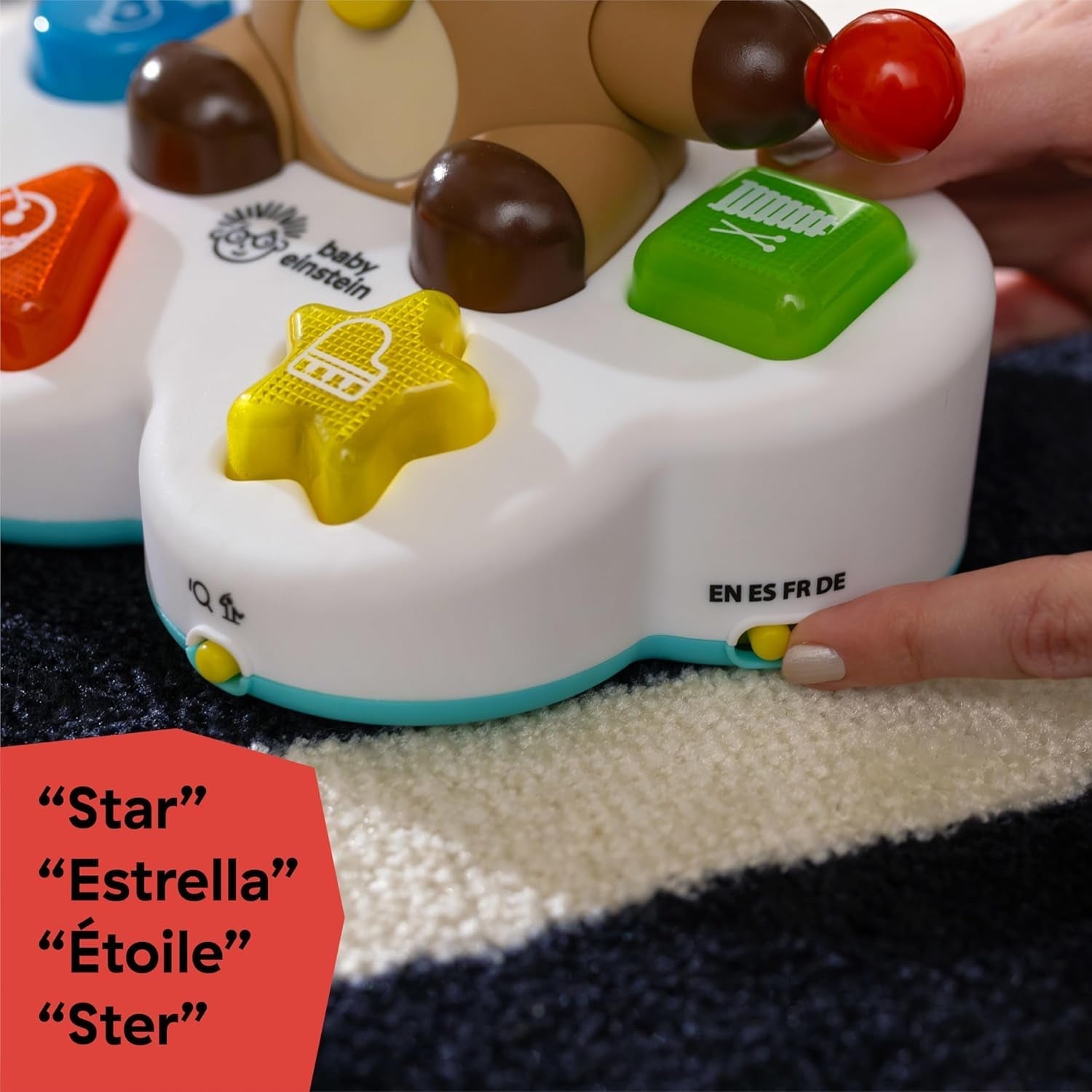 Baby Einstein, Drum & Learn Dean Musical Learning Toy - Multisensorisk babyleksak, 2 spellägen, färger, former och instrument, 50+ ljud, från 6 månader Babyleksaker Naty Shop