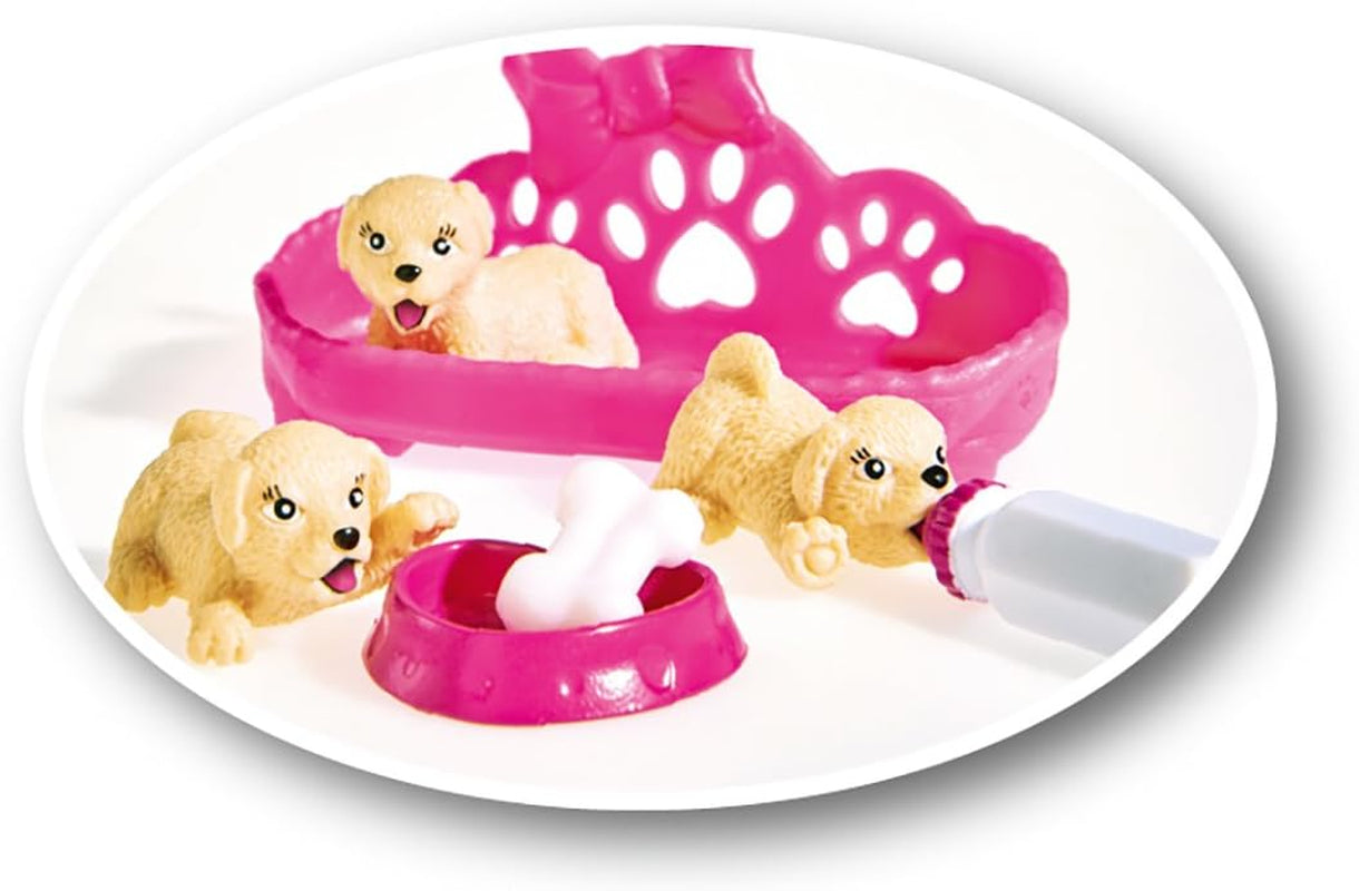 Simba 105733041 - Evi Love Puppy Love med TRE valpar, med hundhus och tillbehör, modedocka, 12 cm, för barn från 3 år och uppåt