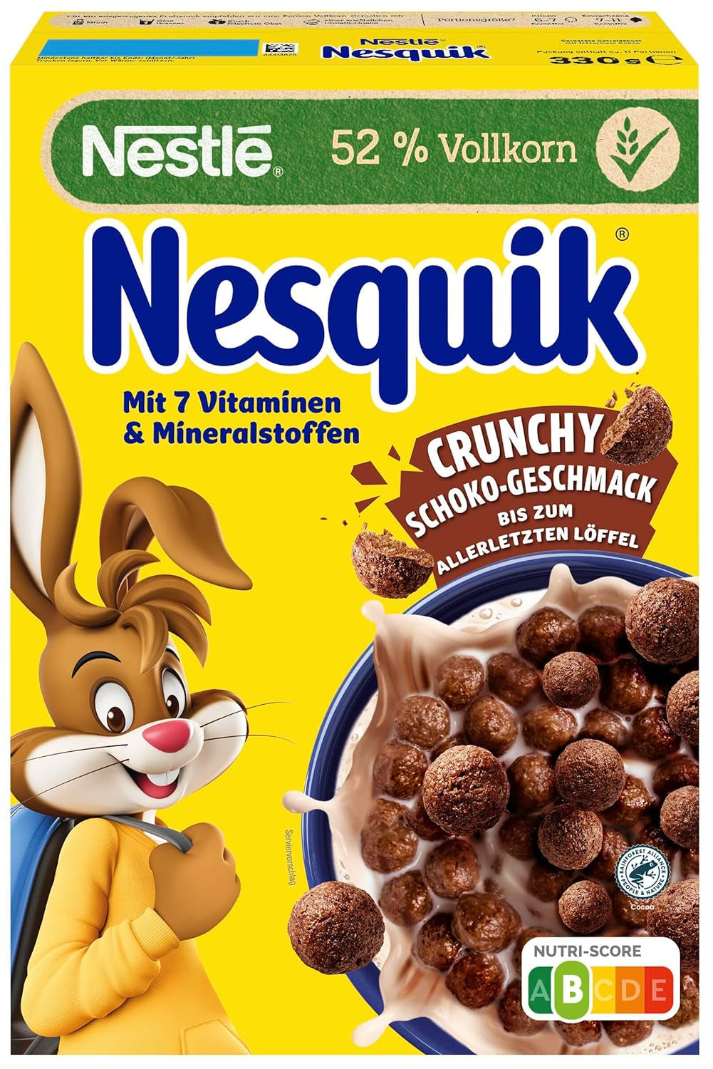 Nesquik Nestlé Nesquik Crunchy Breakfast, flingor med choklad och fullkorn, 1 förpackning (1 x 330g)