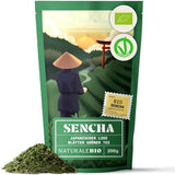 Naturalebio japanskt Sencha-te - 200 g Ekologiskt grönt te - 100% rent och naturligt Sencha-grönt te - lösa blad från första skörden - ekologisk produkt odlad i Japan