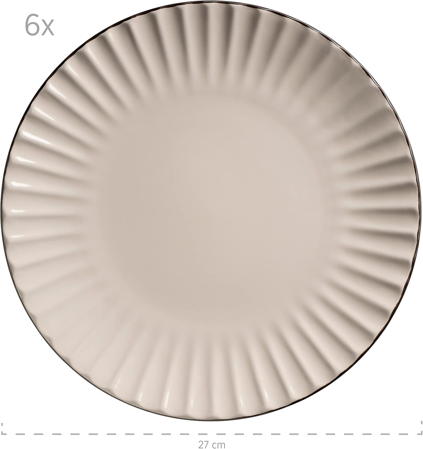 MÄSER 931967 Osita Retro Series 6-personers Wave servisset, 18-delade runda servisset, mattallrikar, desserttallrikar och flingskålar, keramik, krämvit
