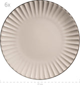 MÄSER 931967 Osita Retro Series 6-personers Wave servisset, 18-delade runda servisset, mattallrikar, desserttallrikar och flingskålar, keramik, krämvit