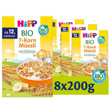 HiPP ekologisk müsli med 7 grains (8 x 200g), från 12 månader, inget tillsatt socker, extra fina bitar - lätt att tugga, bästa ekologiska kvalitet