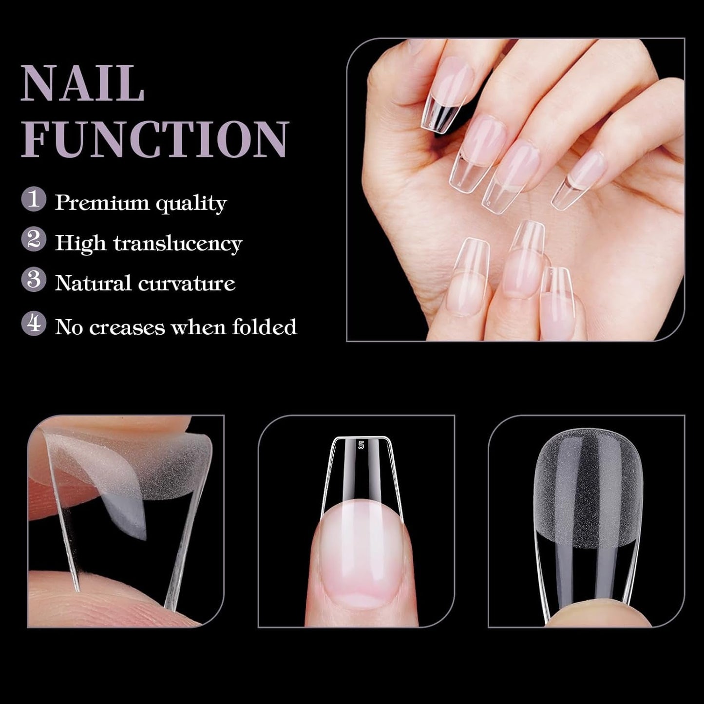 Korta lösnaglar Ballerina 120st lim på 12 storlekar Korta konstgjorda naglar Soft Gel Heltäckande Nageltips för korta gelnaglar S