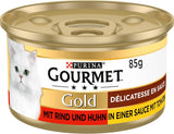 Gourmet Gold Délicatesse en sås nötkött och kyckling våt kattmat, förpackning om 12 (12 x 85 g)