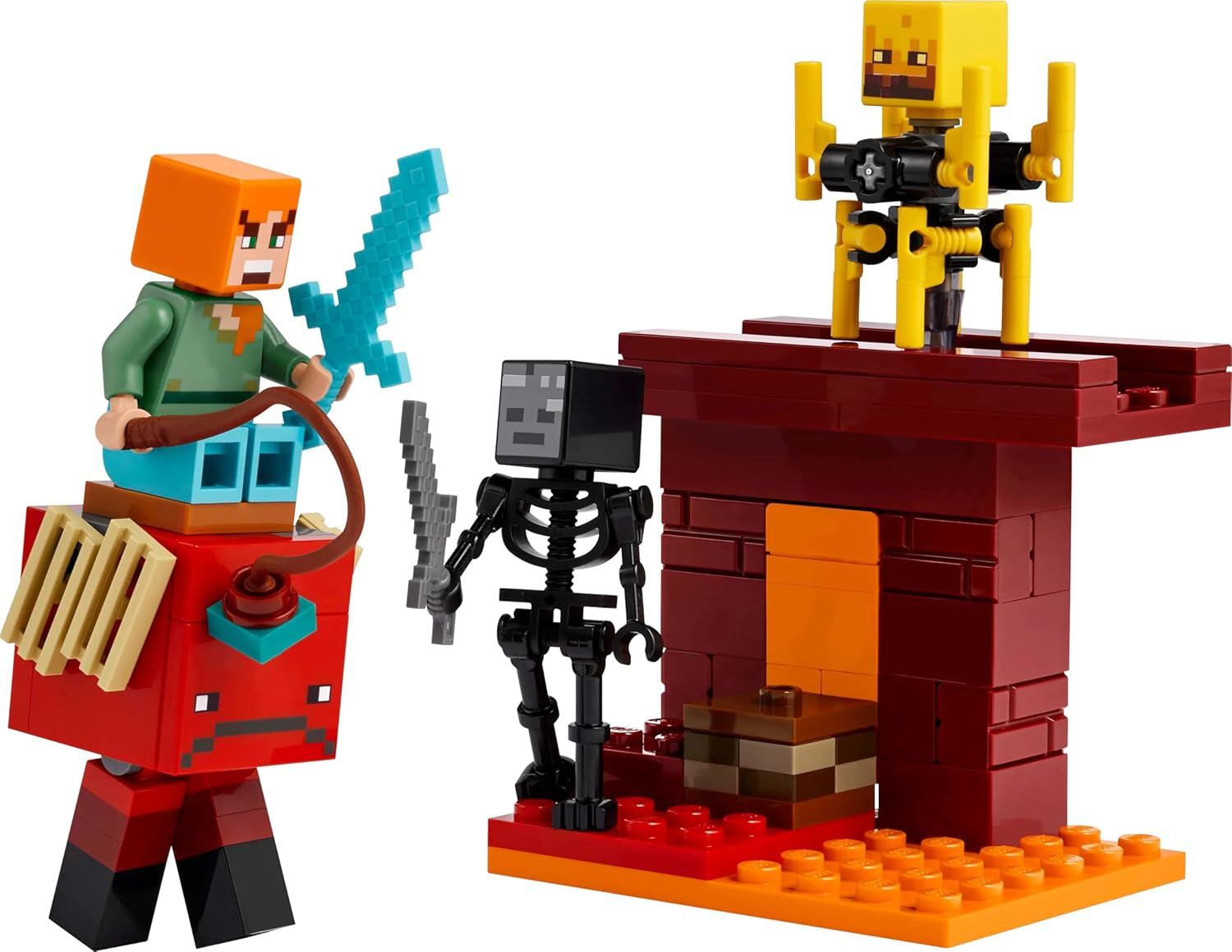 LEGO Minecraft Lava Duell of the Deep, Leksak för TV-spelsfans, fästning med minifigurer inklusive Alex, Skeleton Wither, Lohe och Strider, Present för flickor och pojkar 6 år gamla 21266 Byggset Beuche den LEGO-Store
