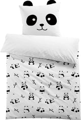 3D mikrofibersängkläder, djur, unisex Sängkläder - barn Naty Shop Panda med öron 135×200+80×80