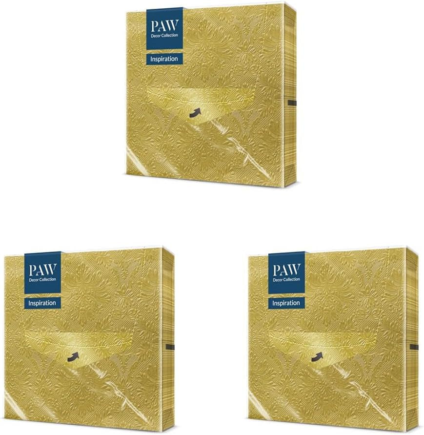 PAW - 3-lagers servetter (33 X 33 Cm) I 20 delar I Perfekt för födelsedagar, fester, bröllop, nattvard och helgdagar I Färgade pappersservetter - speciella tillfällen, prydnadsföremål I Inspiration Classic (guld)