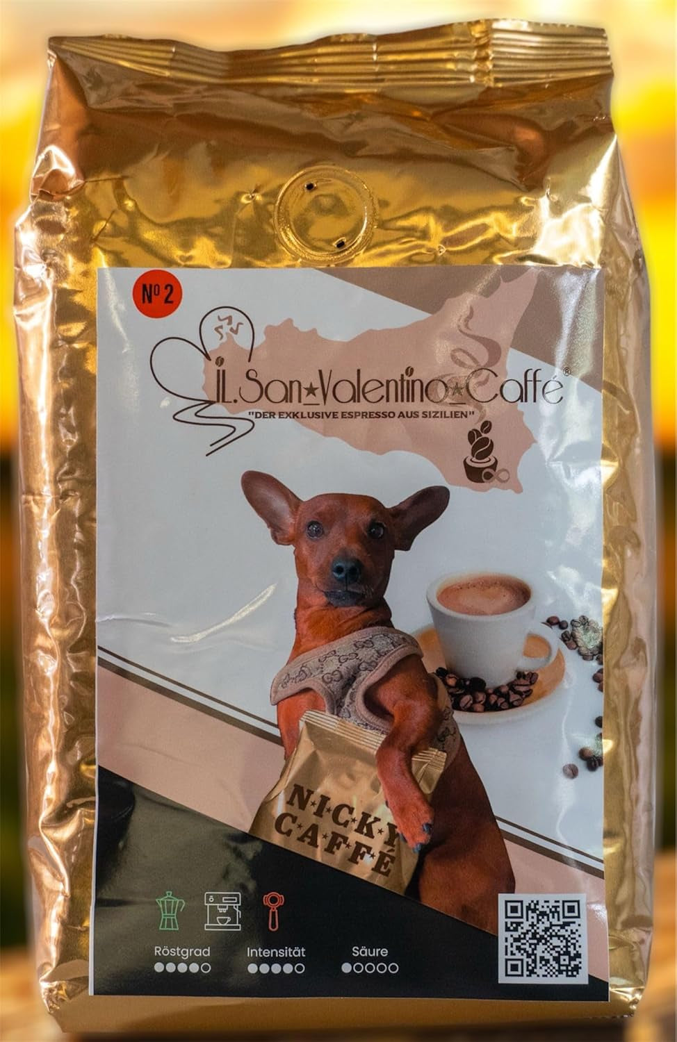 "DEN EXKLUSIVA ESPRESSON FRÅN SICILIEN" NICKY CAFFÉ ESPRESSO OCH KAFFEKRÄM 50 % ARABIK 50 % KANEL